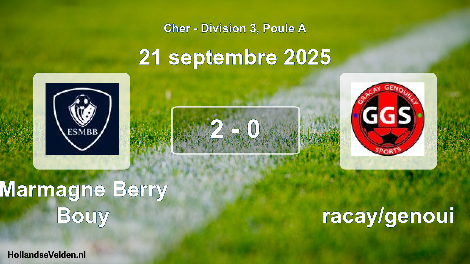 Gespeelde wedstrijd: Marmagne Berry Bouy - Gracay/genoui 2 - 0 (21 september 2025)
