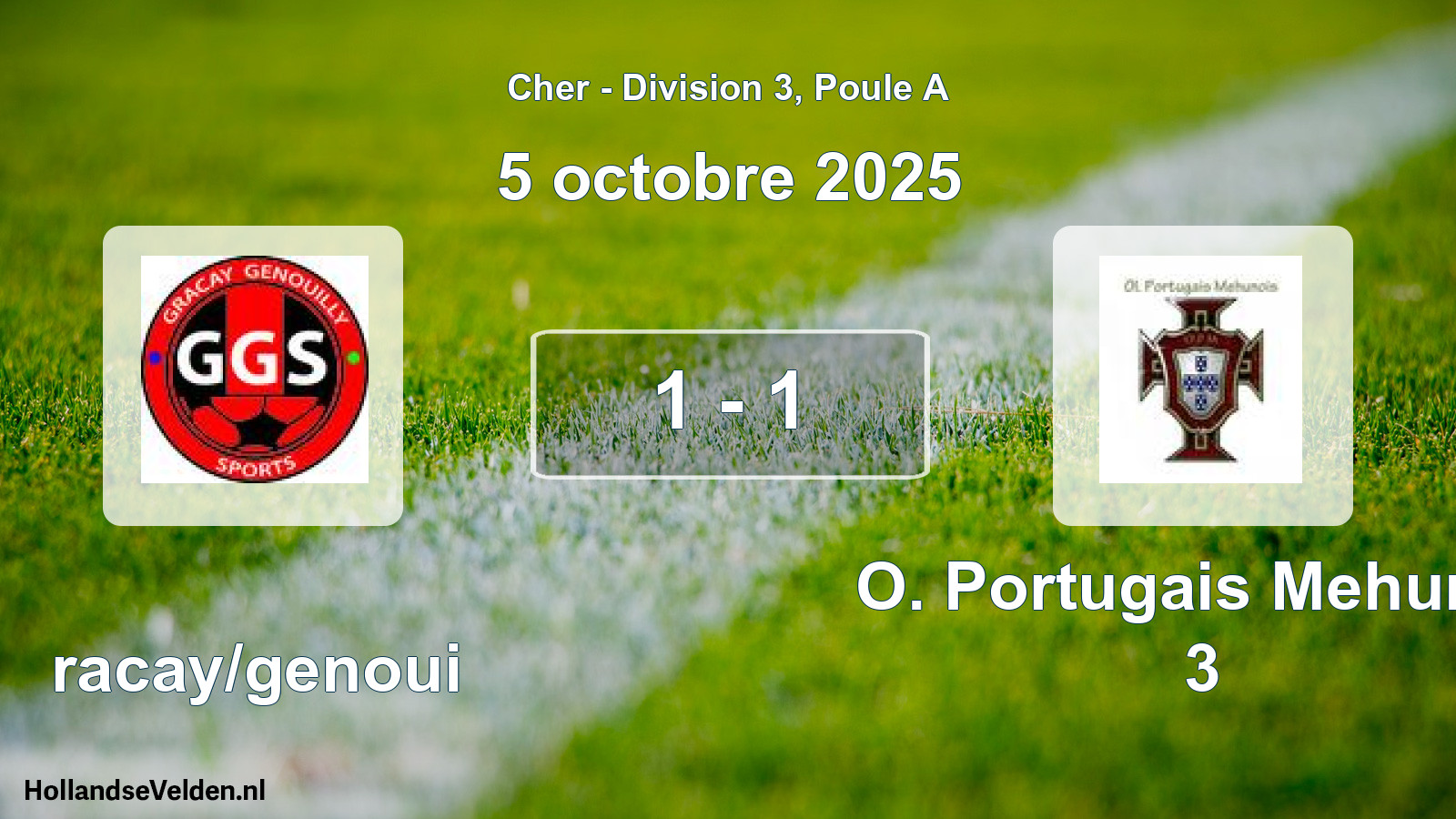 Total number of matches played: Gracay/genoui - O. Portugais Mehun S 3 1 - 1 (5 October 2025)