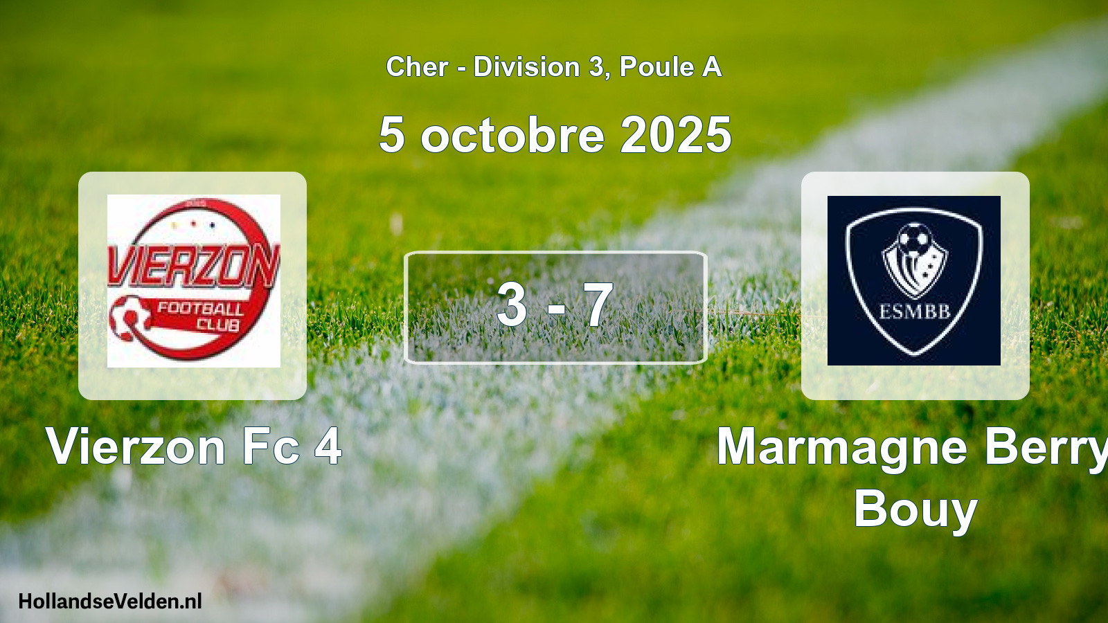 Gespeelde wedstrijd: Vierzon Fc 4 - Marmagne Berry Bouy 3 - 7 (5 oktober 2025)