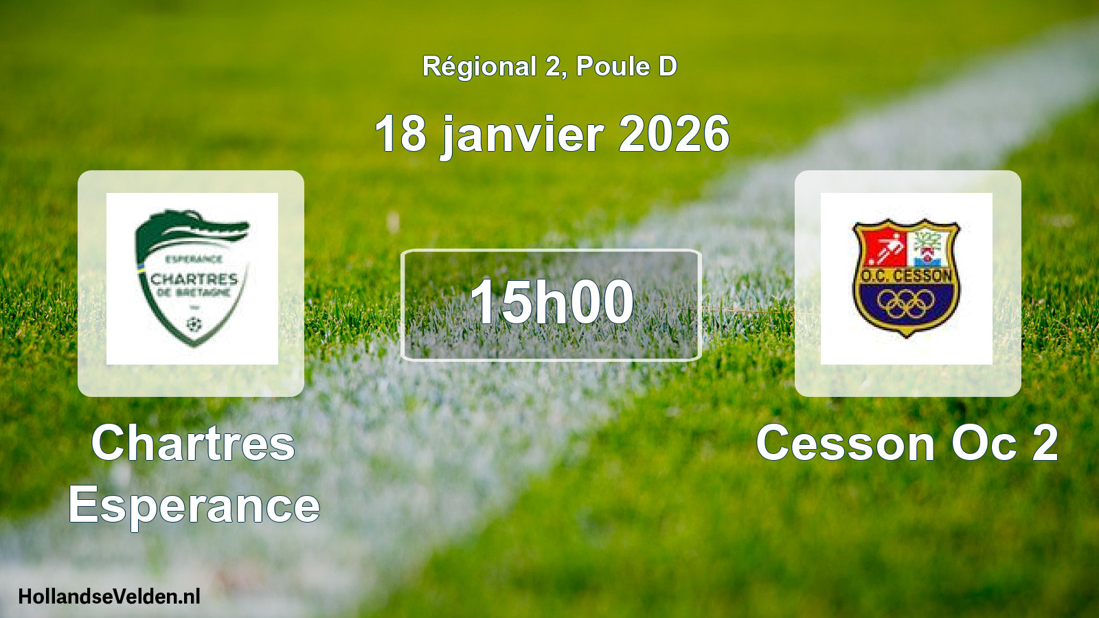Geplande wedstrijd: Chartres Esperance - Cesson Oc 2 (18 janvier 2026)