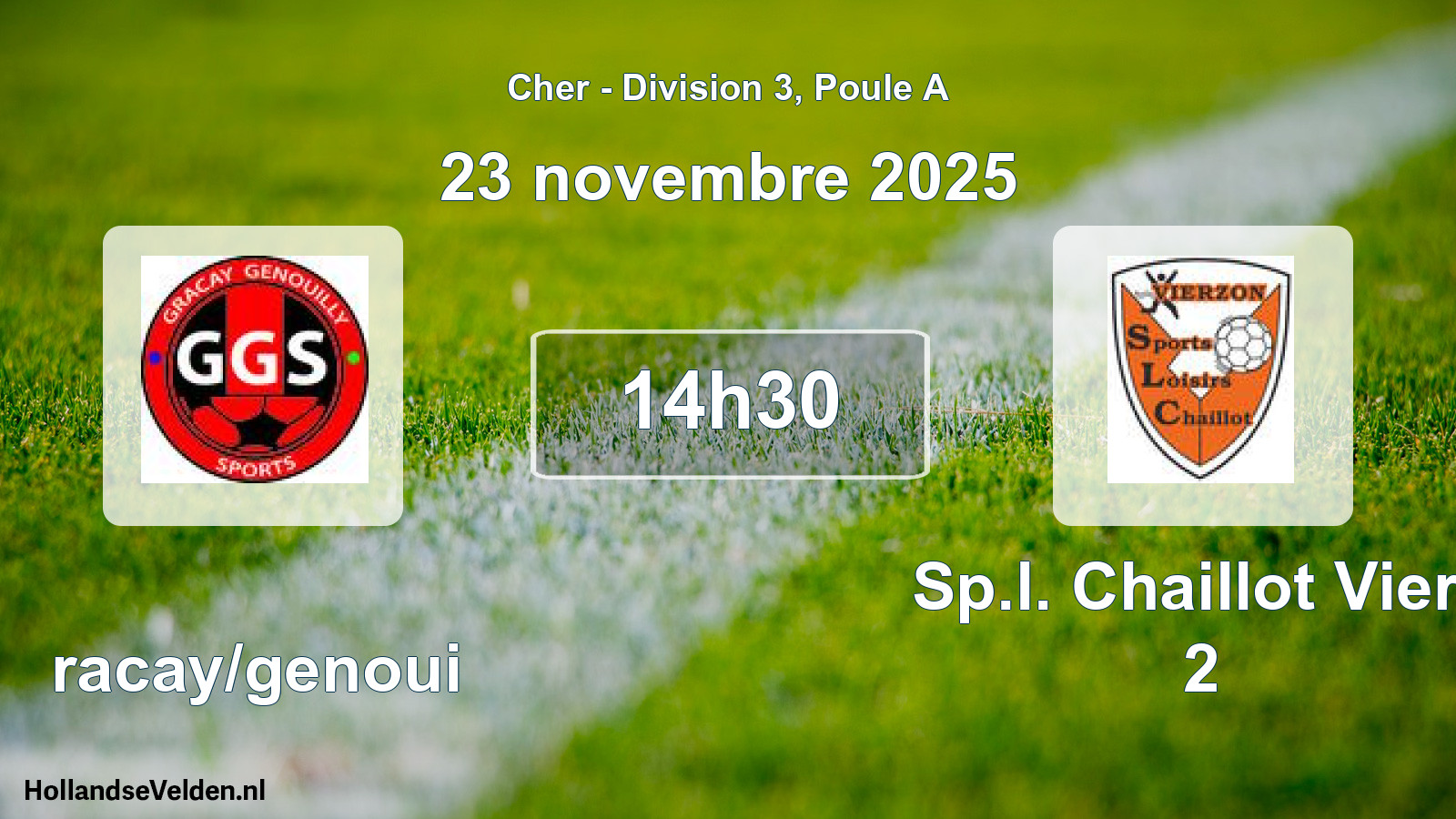 Geplande wedstrijd: Gracay/genoui - Sp.l. Chaillot Vierz 2 (23 novembre 2025)