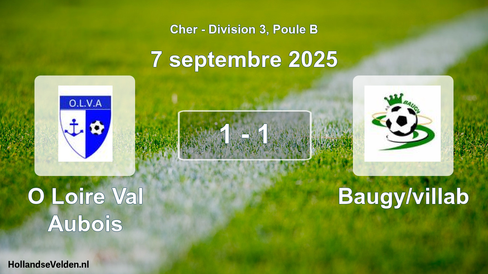 Gespeelde wedstrijd: O Loire Val Aubois - Baugy/villab 1 - 1 (7 septembre 2025)