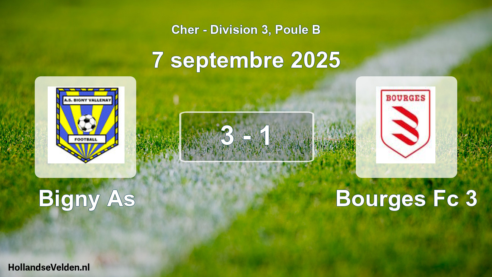 Gespeelde wedstrijd: Bigny As - Bourges Fc 3 3 - 1 (7 septembre 2025)