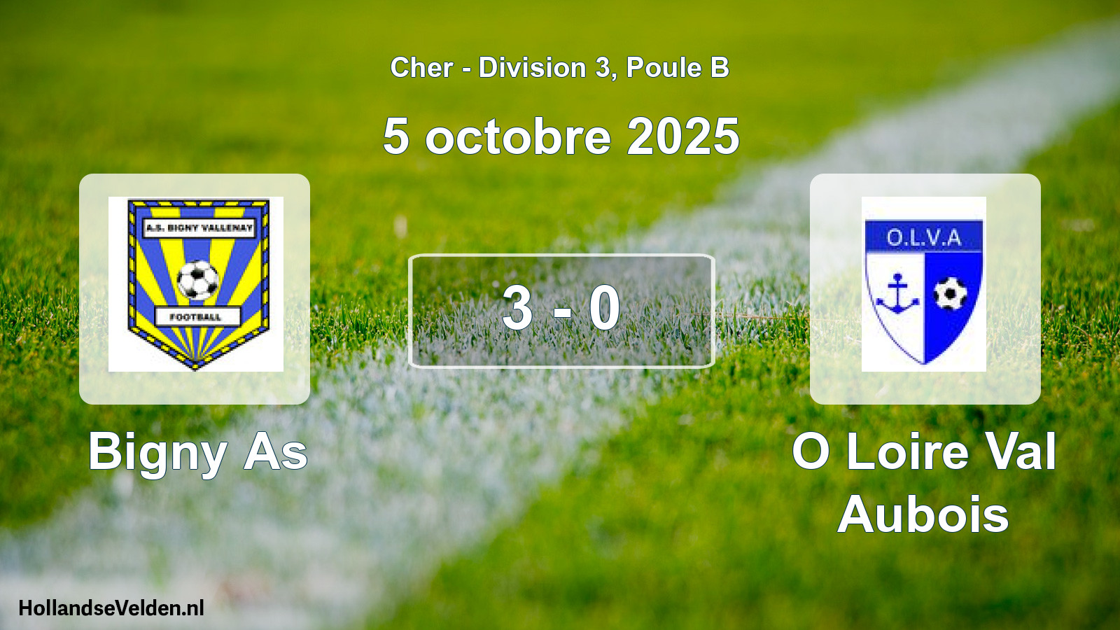 Gespeelde wedstrijd: Bigny As - O Loire Val Aubois 3 - 0 (5 octobre 2025)