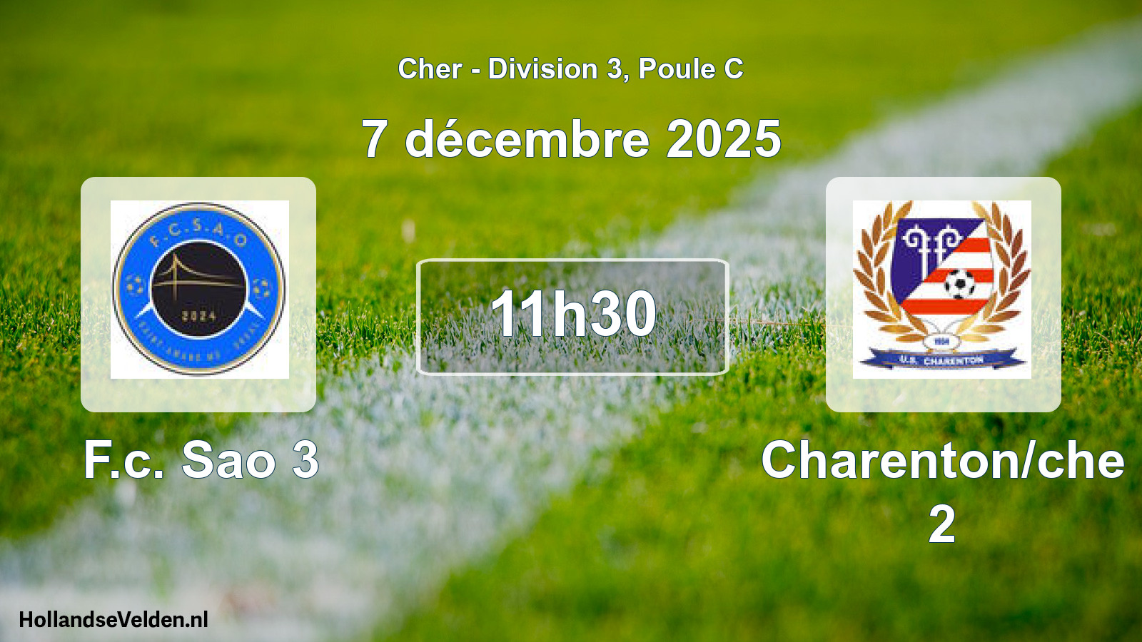 Geplande wedstrijd: F.c. Sao 3 - Charenton/che 2 (7 décembre 2025)