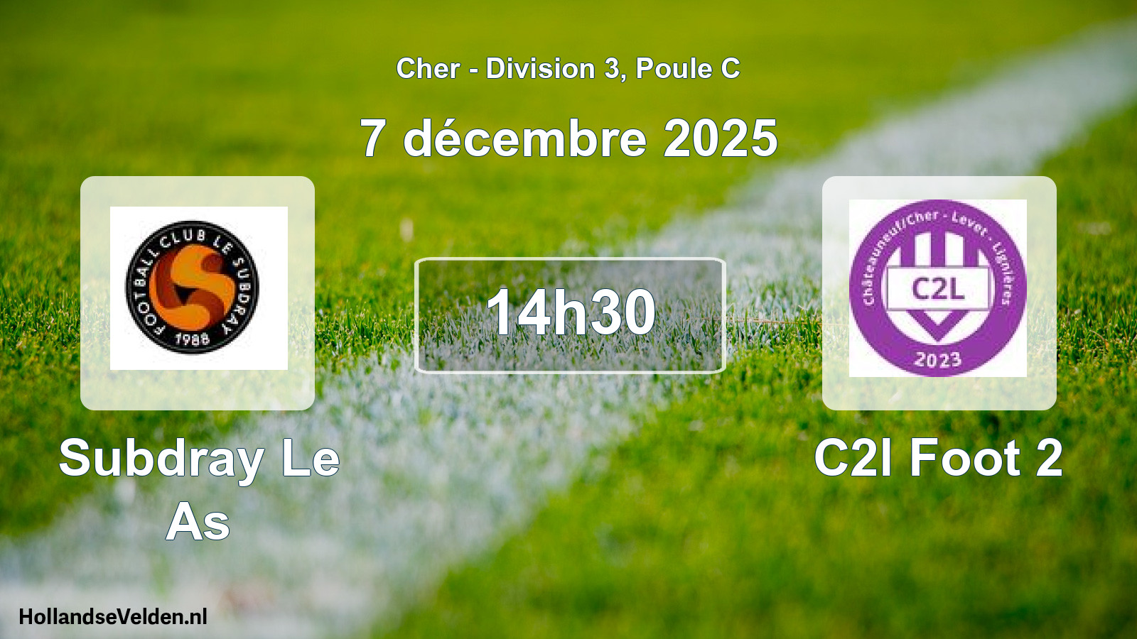 Geplande wedstrijd: Subdray Le As - C2l Foot 2 (7 décembre 2025)