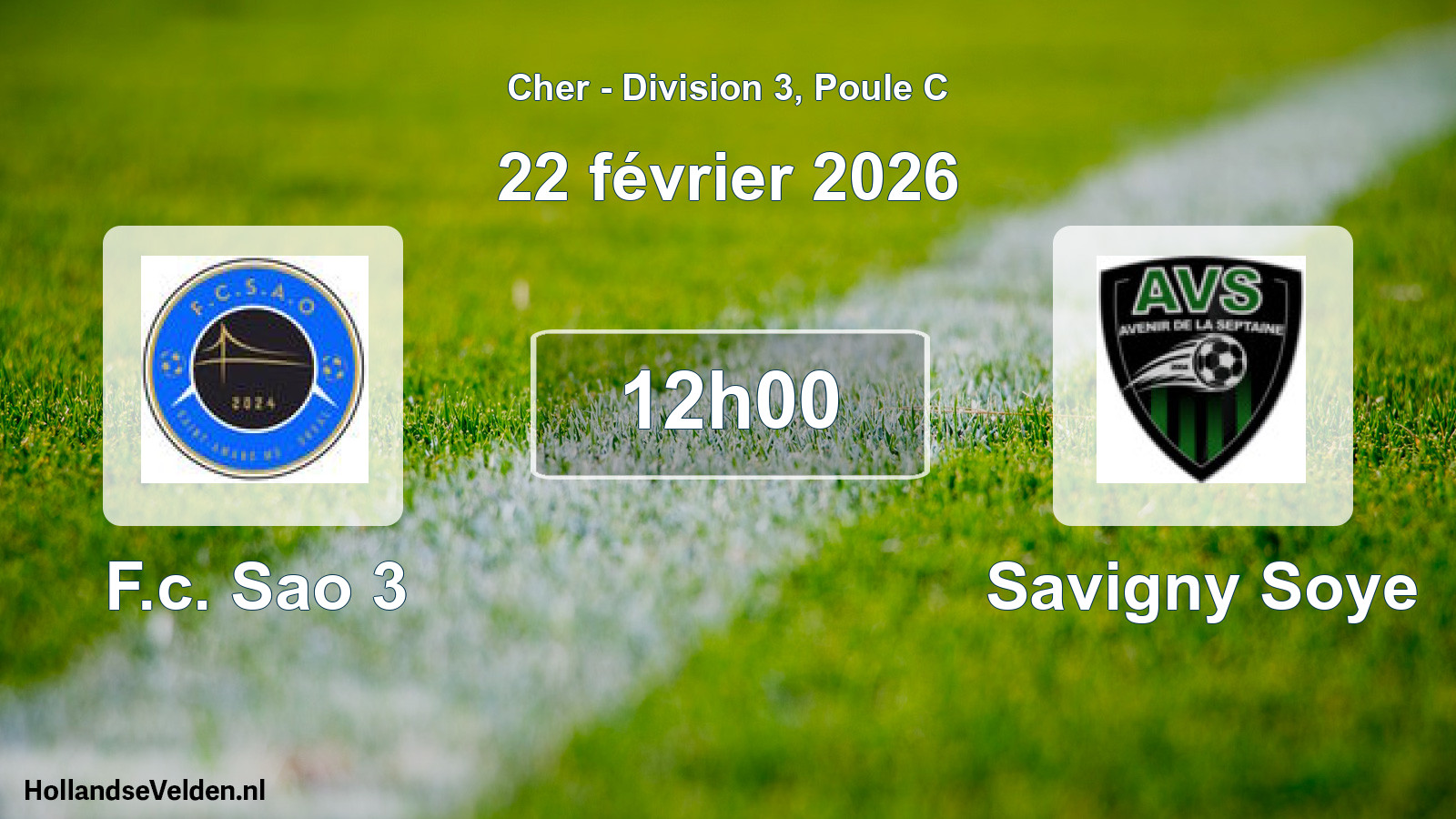 Geplande wedstrijd: F.c. Sao 3 - Savigny Soye (22 février 2026)