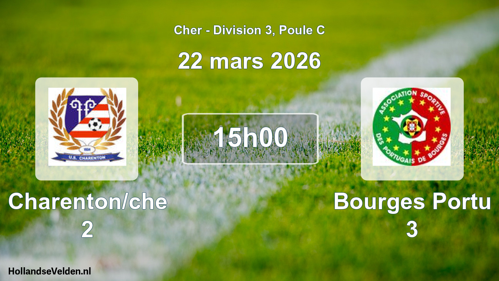 Geplande wedstrijd: Charenton/che 2 - Bourges Portu 3 (22 mars 2026)