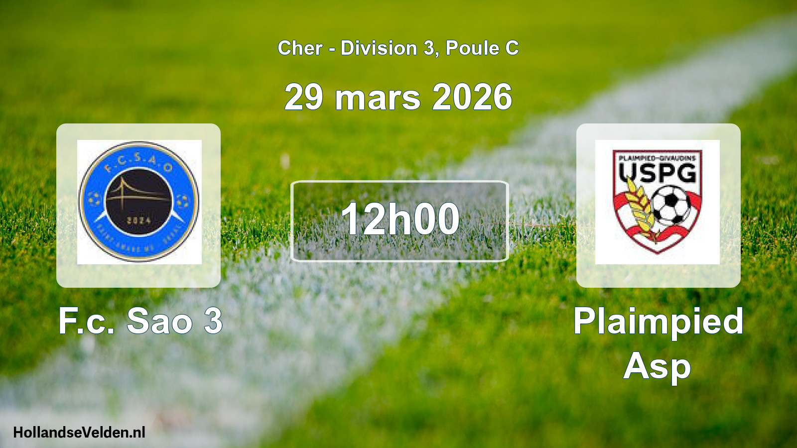 Geplande wedstrijd: F.c. Sao 3 - Plaimpied Asp (29 mars 2026)