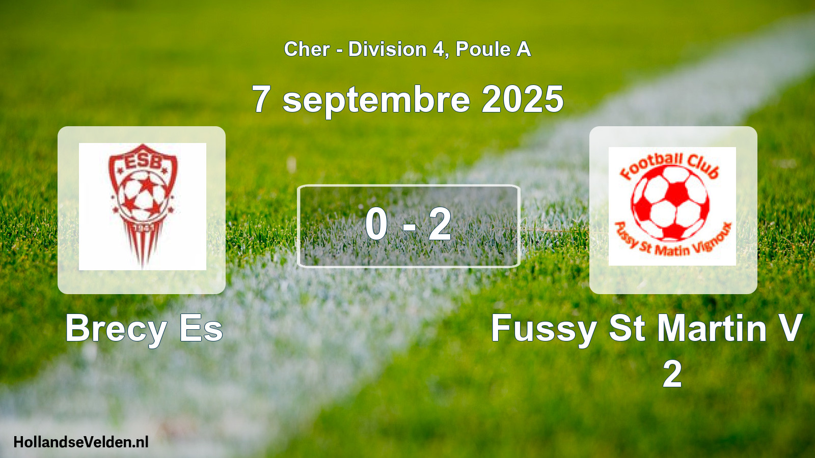 Gespeelde wedstrijd: Brecy Es - Fussy St Martin V Fc 2 0 - 2 (7 september 2025)