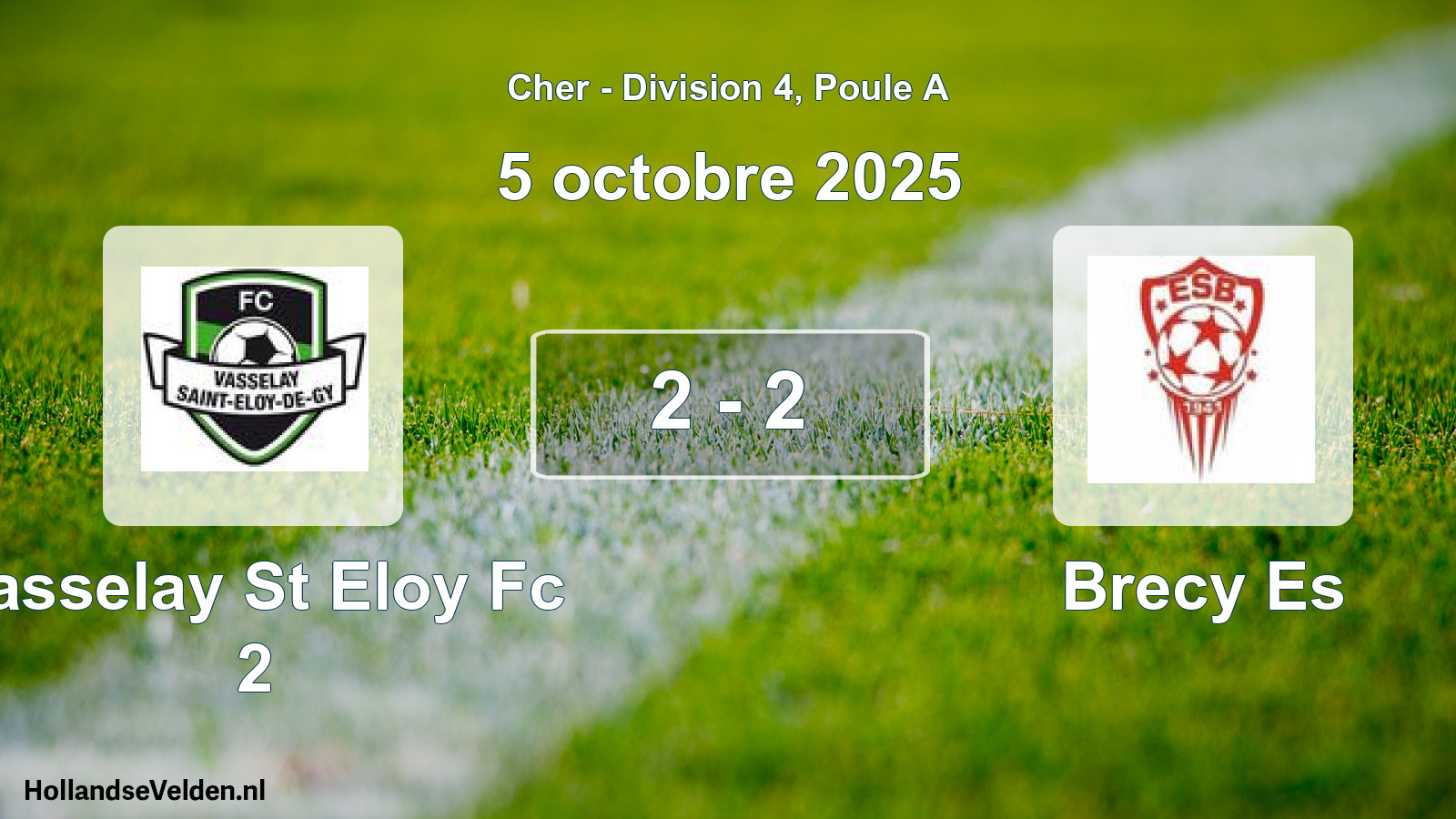 Gespeelde wedstrijd: Vasselay St Eloy Fc 2 - Brecy Es 2 - 2 (5 oktober 2025)