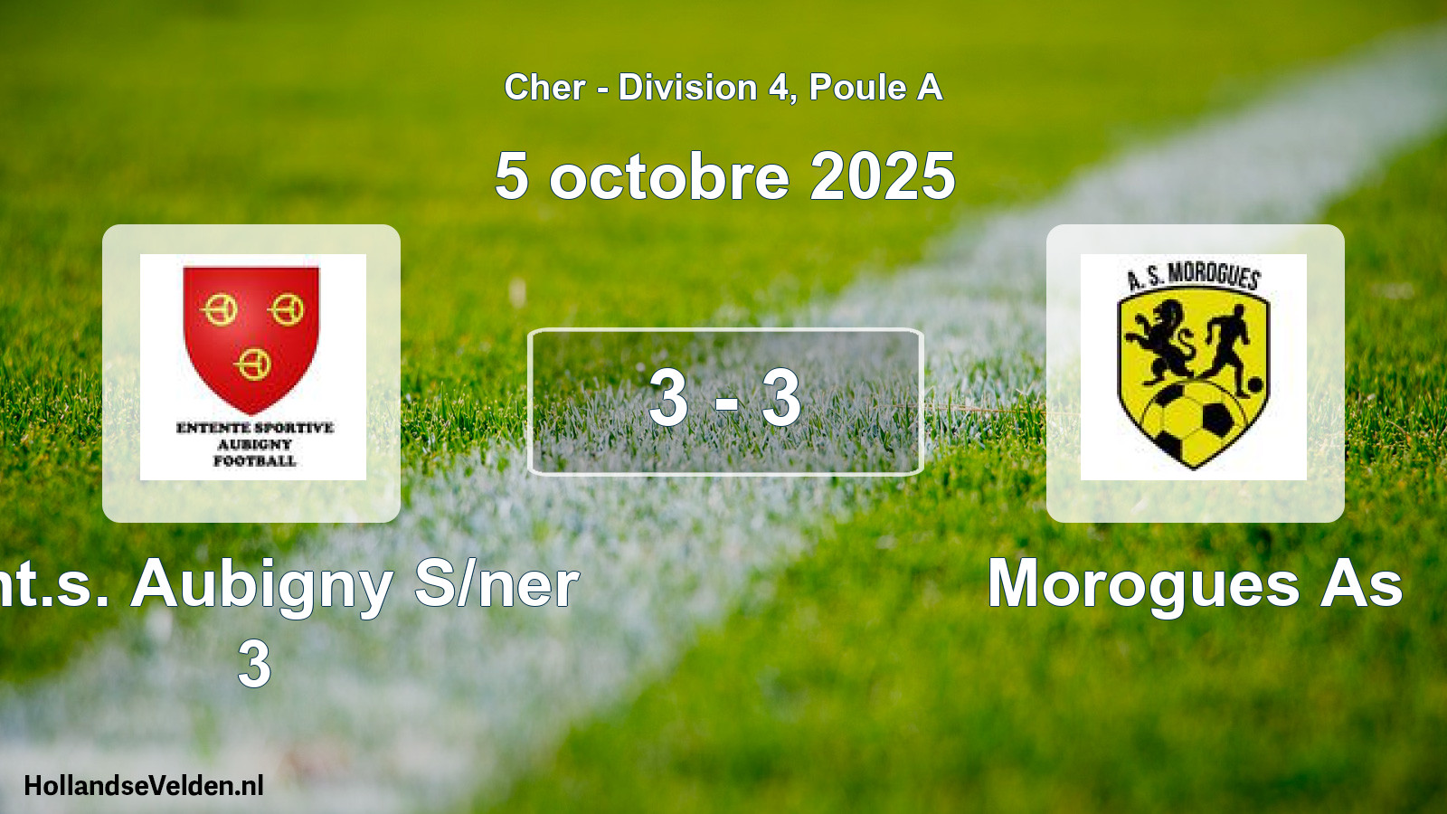 Total number of matches played: Ent.s. Aubigny S/ner 3 - Morogues As 3 - 3 (5 October 2025)
