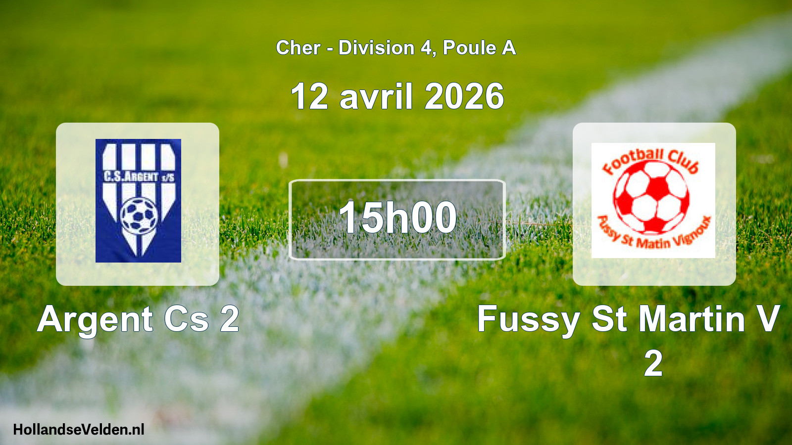 Geplande wedstrijd: Argent Cs 2 - Fussy St Martin V Fc 2 (12 avril 2026)