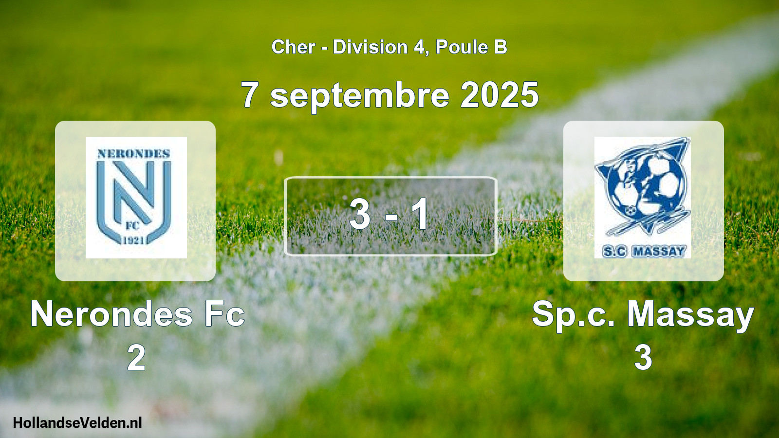 Total number of matches played: Nerondes Fc 2 - Sp.c. Massay 3 3 - 1 (7 September 2025)
