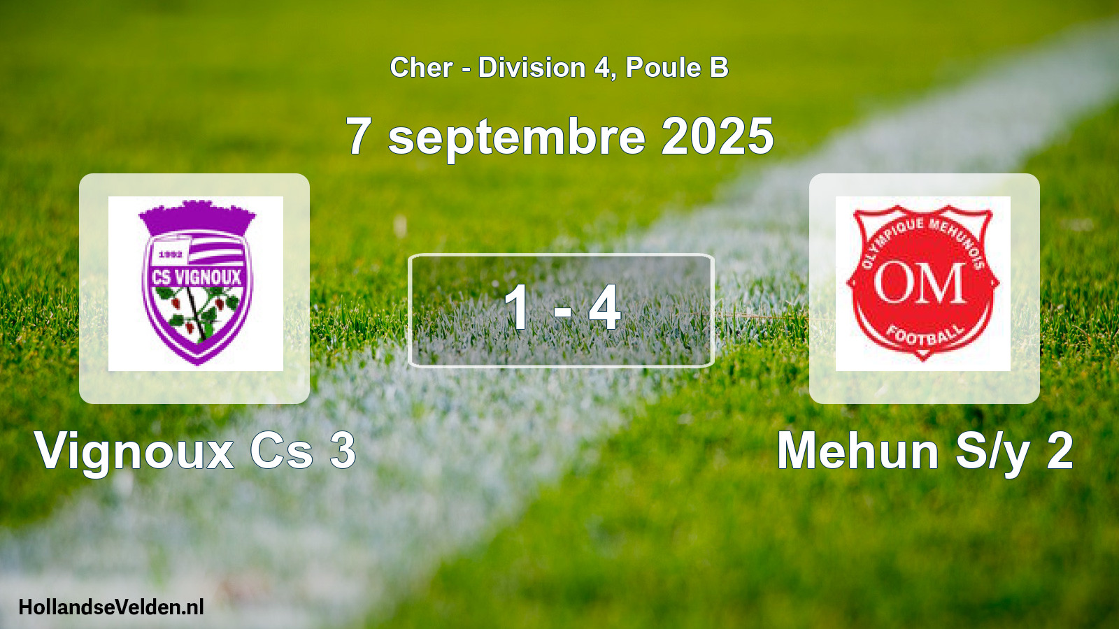 Gespeelde wedstrijd: Vignoux Cs 3 - Mehun S/y 2 1 - 4 (7 septembre 2025)