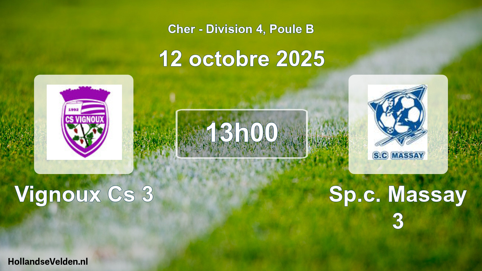 Geplande wedstrijd: Vignoux Cs 3 - Sp.c. Massay 3 (12 octobre 2025)