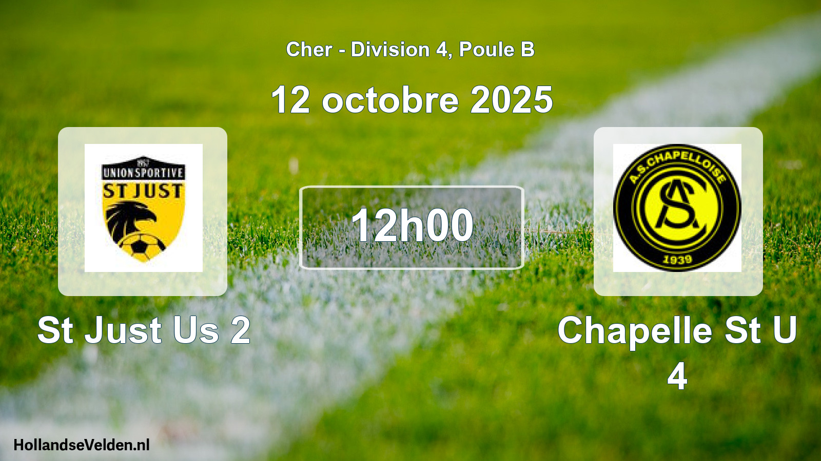 Geplande wedstrijd: St Just Us 2 - Chapelle St U 4 (12 octobre 2025)