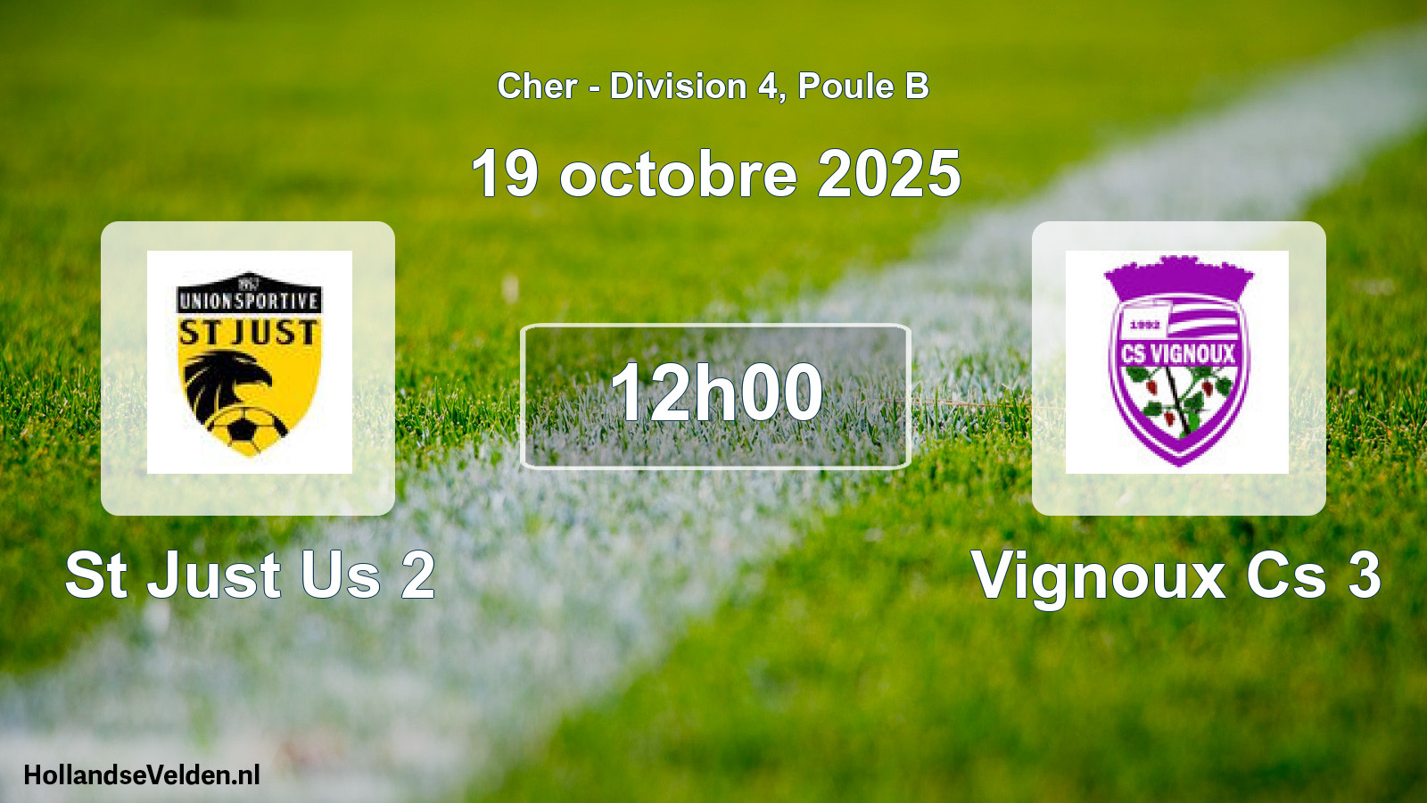 Geplande wedstrijd: St Just Us 2 - Vignoux Cs 3 (19 octobre 2025)
