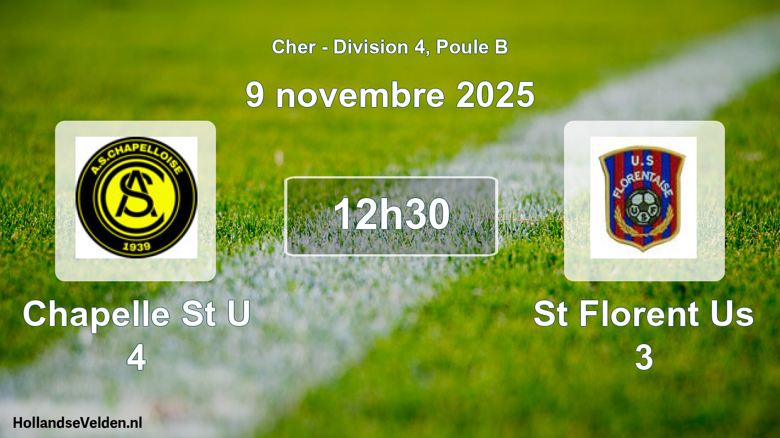 Geplande wedstrijd: Chapelle St U 4 - St Florent Us 3 (9 novembre 2025)