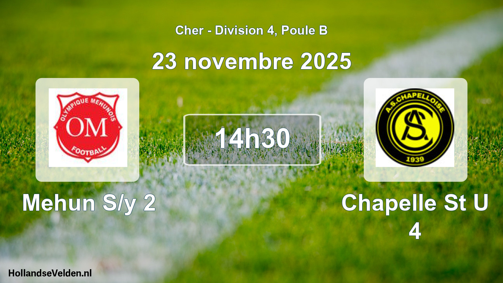 Geplande wedstrijd: Mehun S/y 2 - Chapelle St U 4 (23 novembre 2025)
