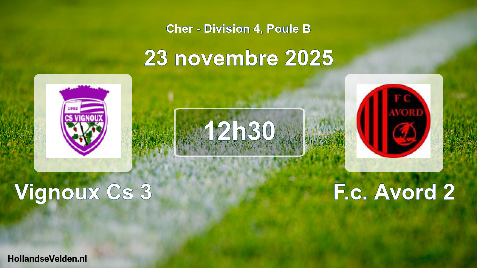 Geplande wedstrijd: Vignoux Cs 3 - F.c. Avord 2 (23 novembre 2025)