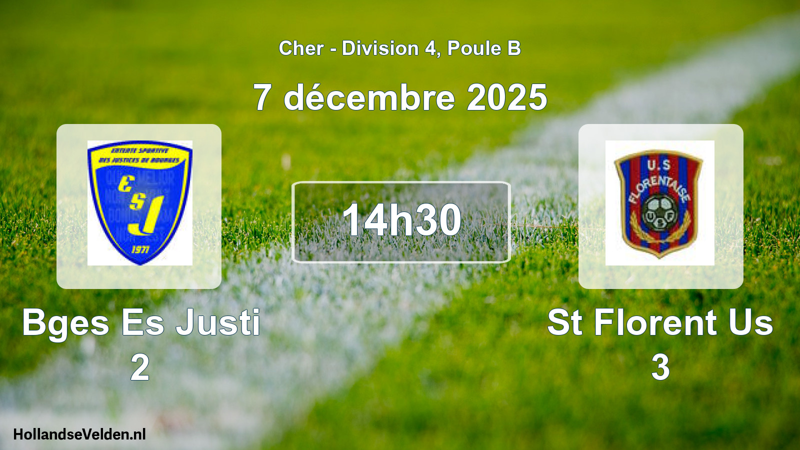 Geplande wedstrijd: Bges Es Justi 2 - St Florent Us 3 (7 december 2025)