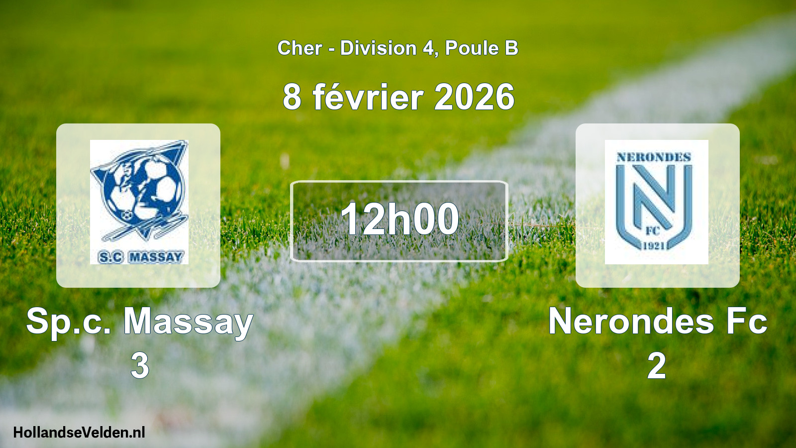 Geplande wedstrijd: Sp.c. Massay 3 - Nerondes Fc 2 (8 februari 2026)