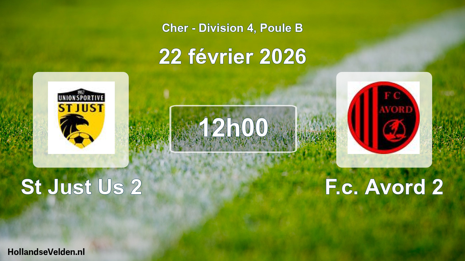 Geplande wedstrijd: St Just Us 2 - F.c. Avord 2 (22 février 2026)
