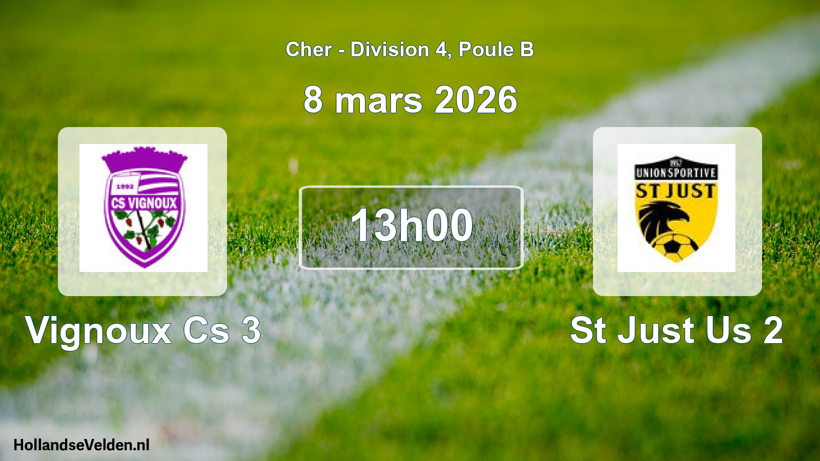 Geplande wedstrijd: Vignoux Cs 3 - St Just Us 2 (8 mars 2026)