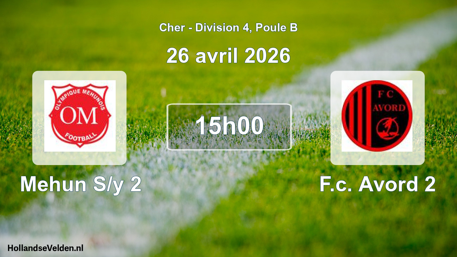 Geplande wedstrijd: Mehun S/y 2 - F.c. Avord 2 (26 avril 2026)