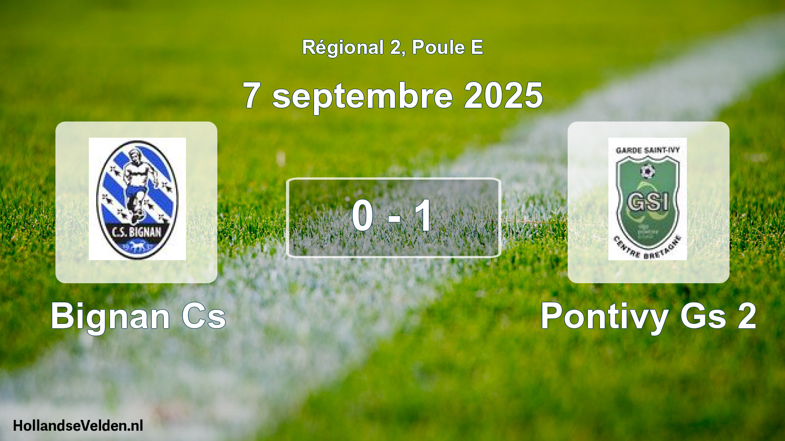 Gespeelde wedstrijd: Bignan Cs - Pontivy Gs 2 0 - 1 (7 septembre 2025)