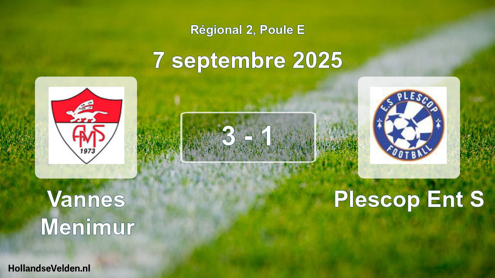 Gespeelde wedstrijd: Vannes Menimur - Plescop Ent S 3 - 1 (7 septembre 2025)