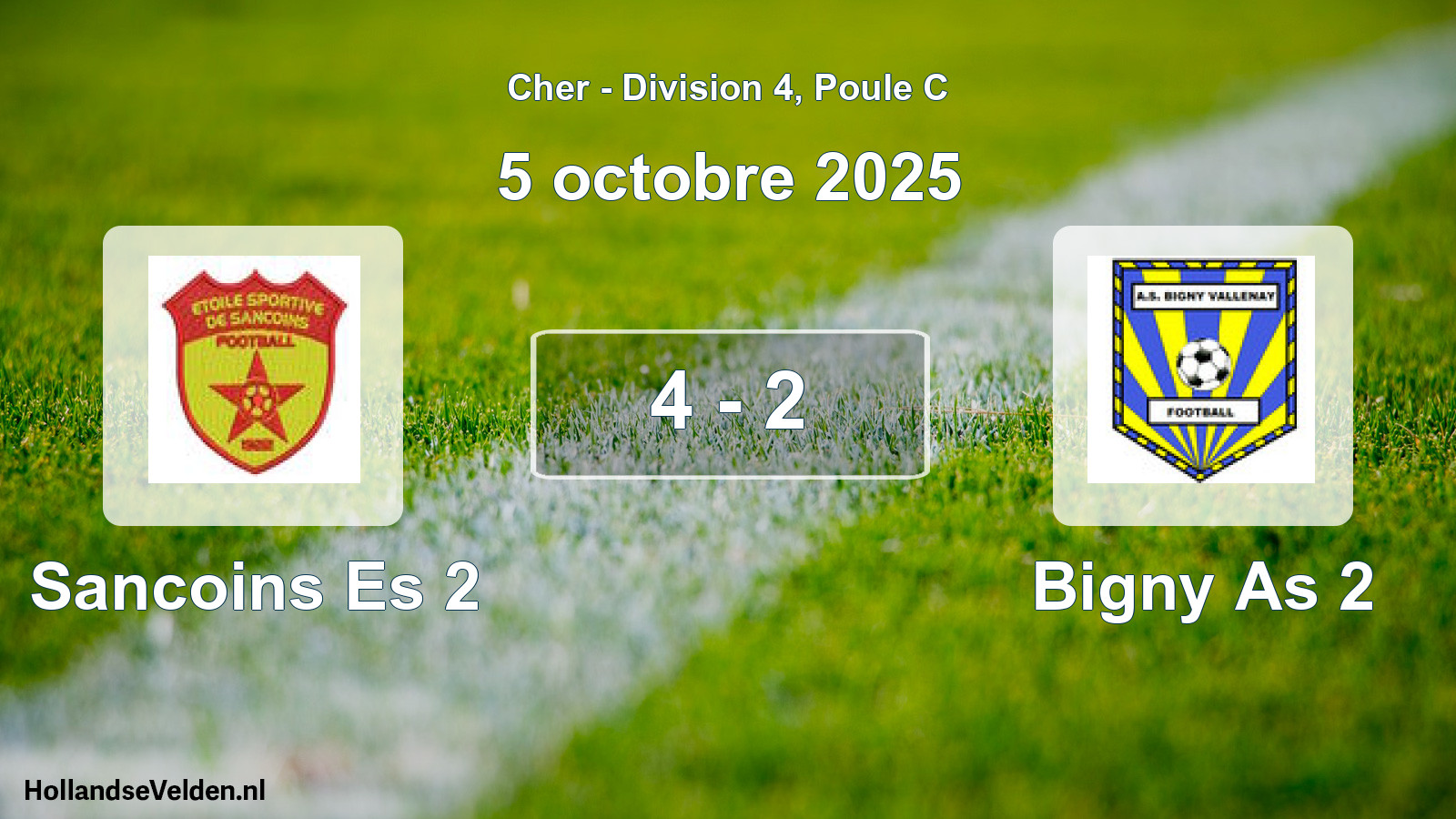 Total number of matches played: Sancoins Es 2 - Bigny As 2 4 - 2 (5 October 2025)