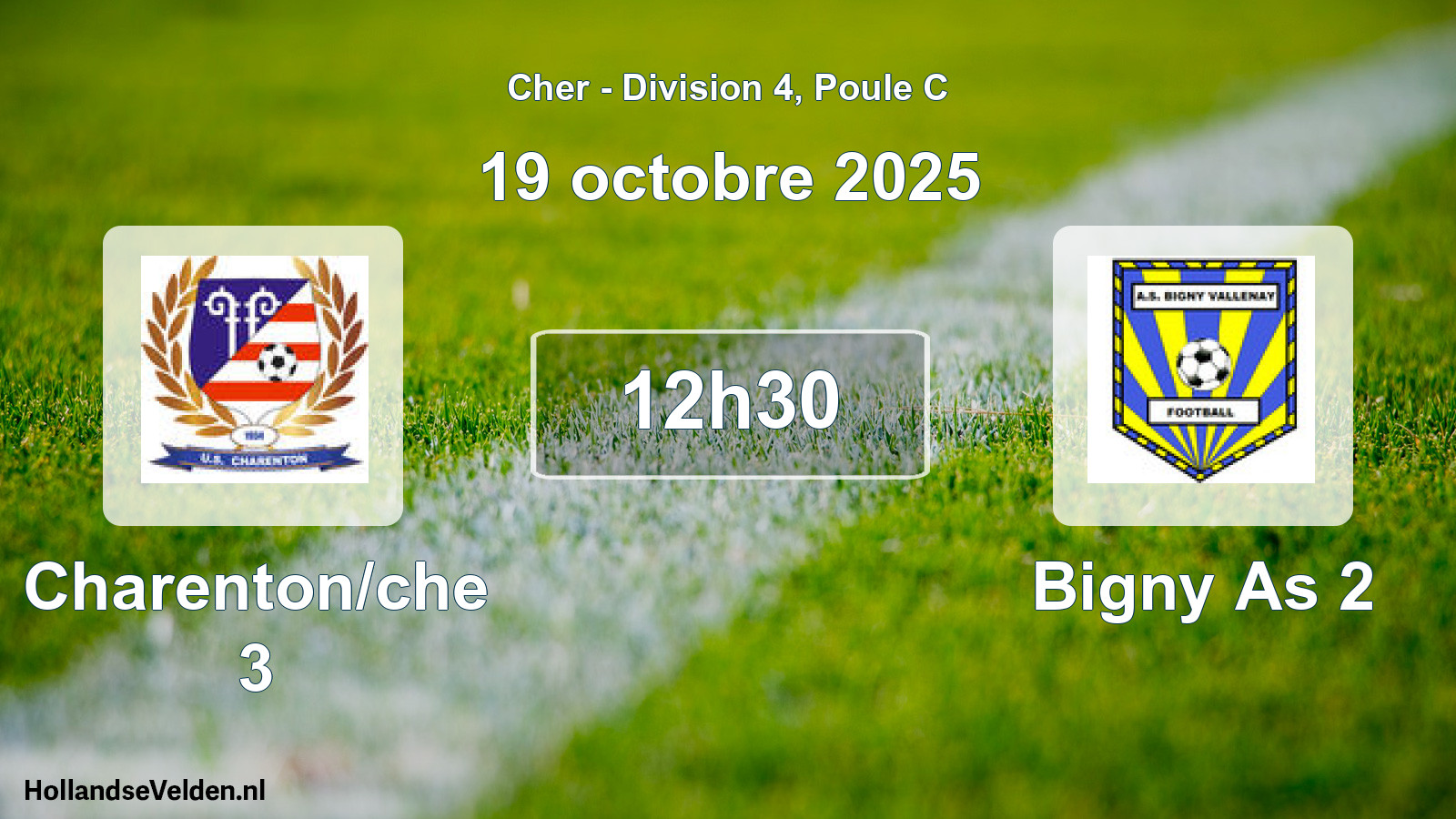 Geplande wedstrijd: Charenton/che 3 - Bigny As 2 (19 octobre 2025)