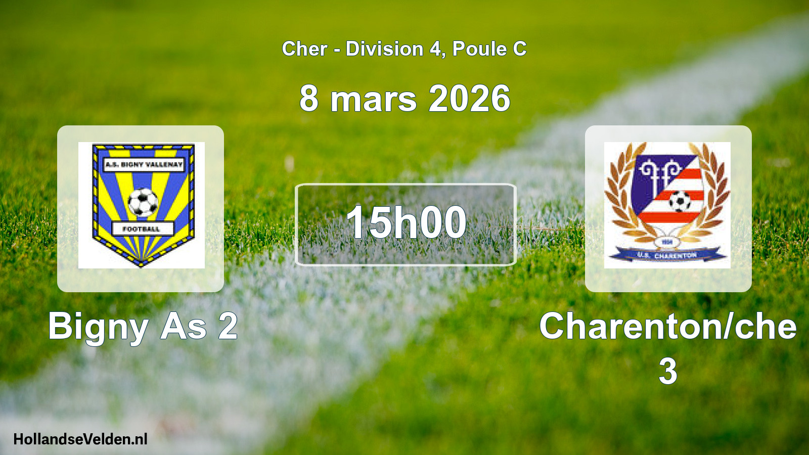 Geplande wedstrijd: Bigny As 2 - Charenton/che 3 (8 mars 2026)
