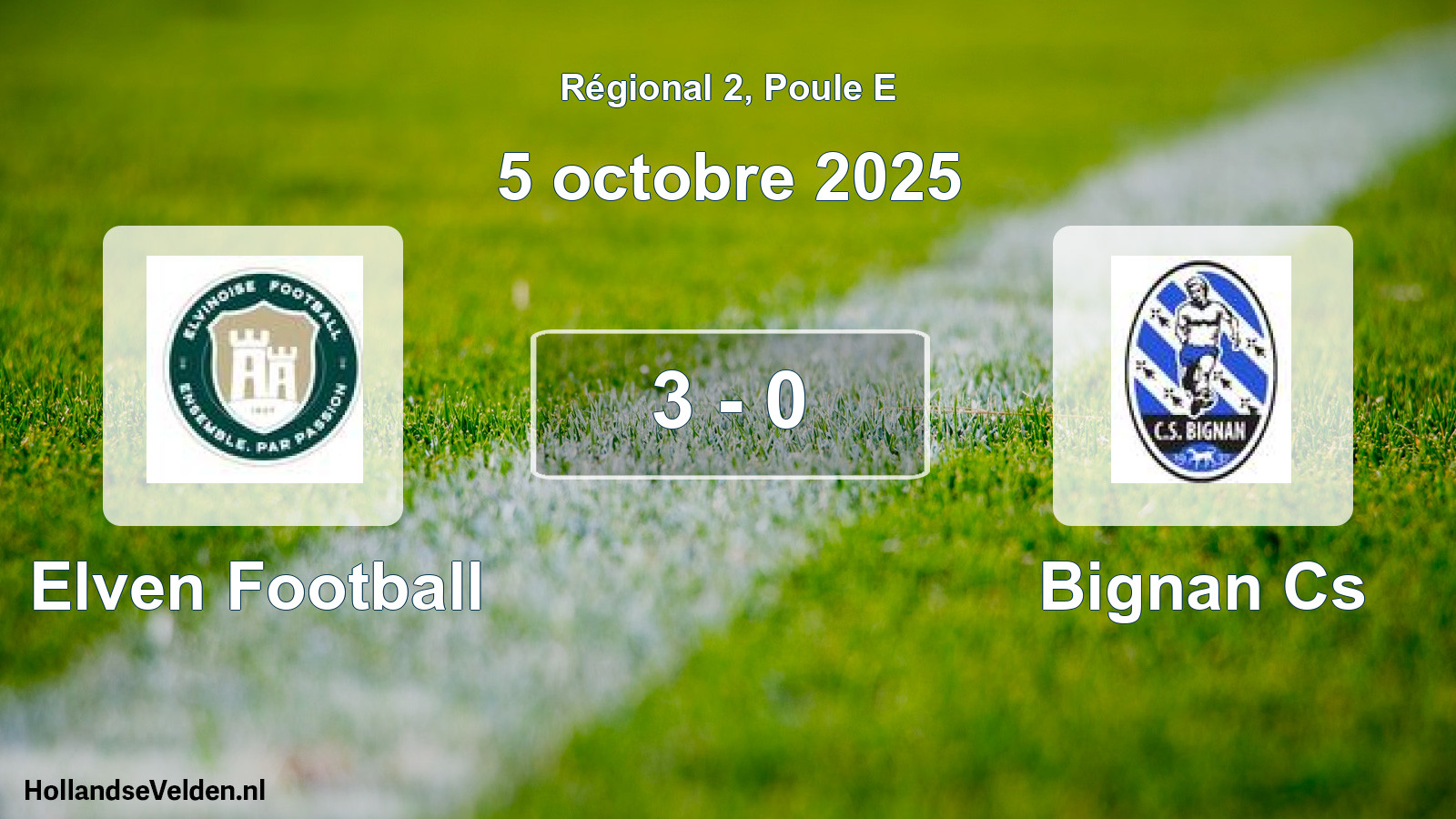 Gespeelde wedstrijd: Elven Football - Bignan Cs 3 - 0 (5 octobre 2025)