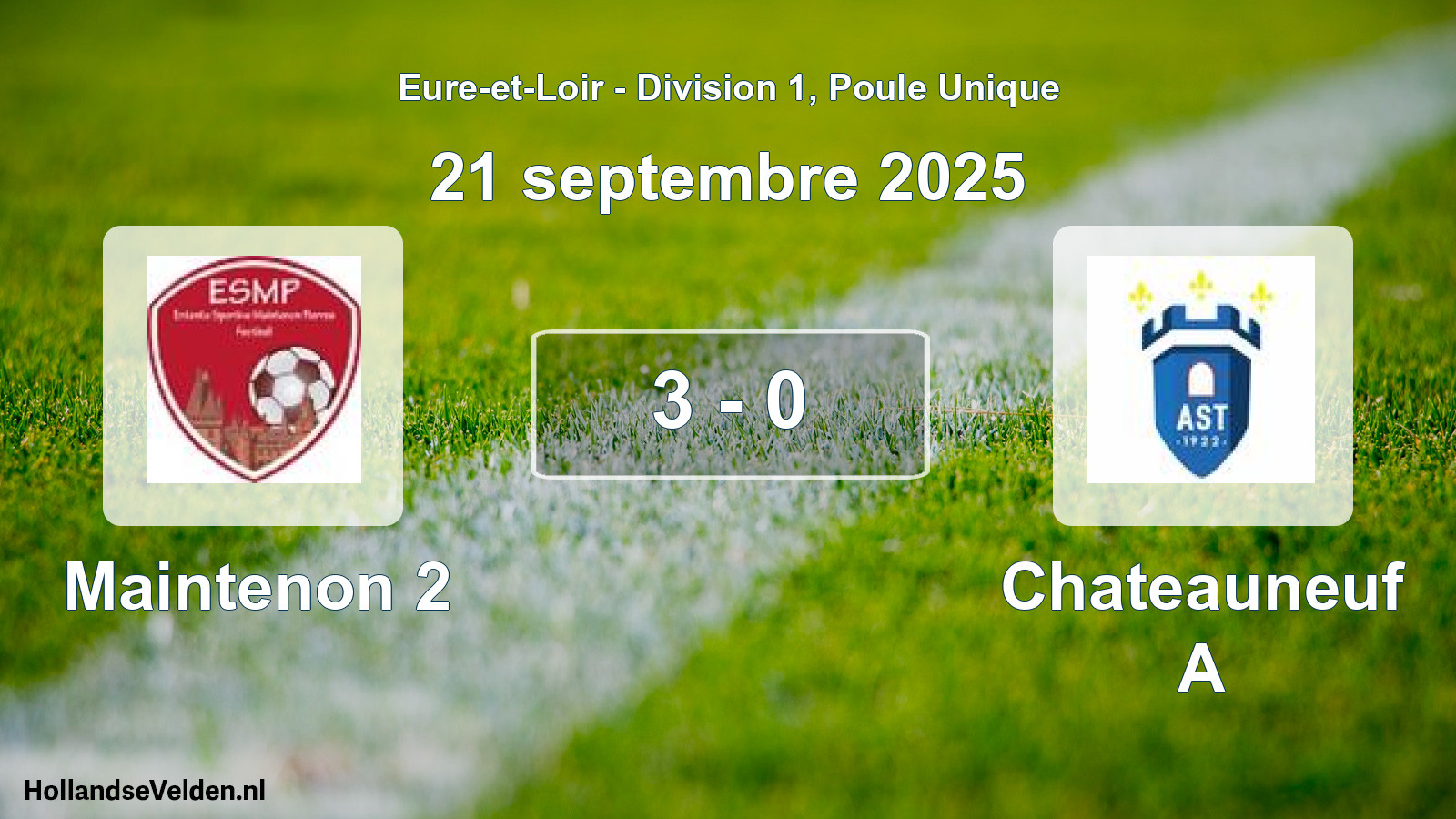 Gespeelde wedstrijd: Maintenon 2 - Chateauneuf A 3 - 0 (21 septembre 2025)