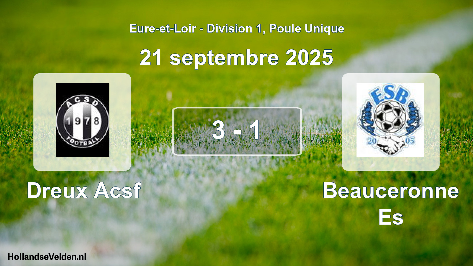 Gespeelde wedstrijd: Dreux Acsf - Beauceronne Es 3 - 1 (21 septembre 2025)