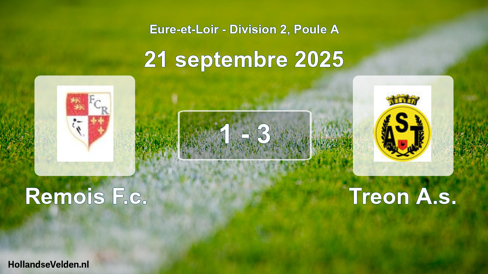 Gespeelde wedstrijd: Remois F.c. - Treon A.s. 1 - 3 (21 septembre 2025)