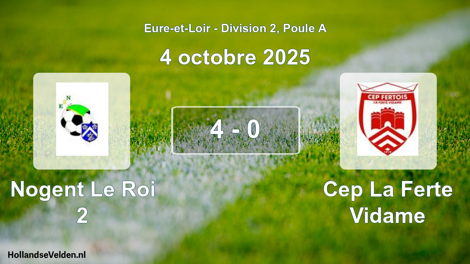 Gespeelde wedstrijd: Nogent Le Roi 2 - Cep La Ferte Vidame 4 - 0 (4 oktober 2025)
