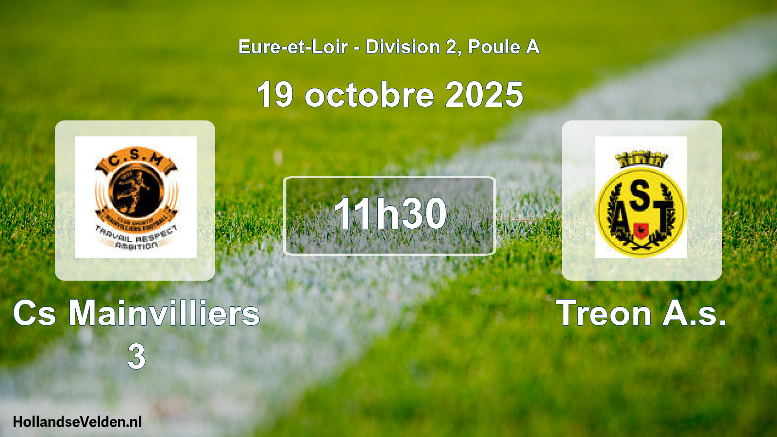 Geplande wedstrijd: Cs Mainvilliers 3 - Treon A.s. (19 octobre 2025)