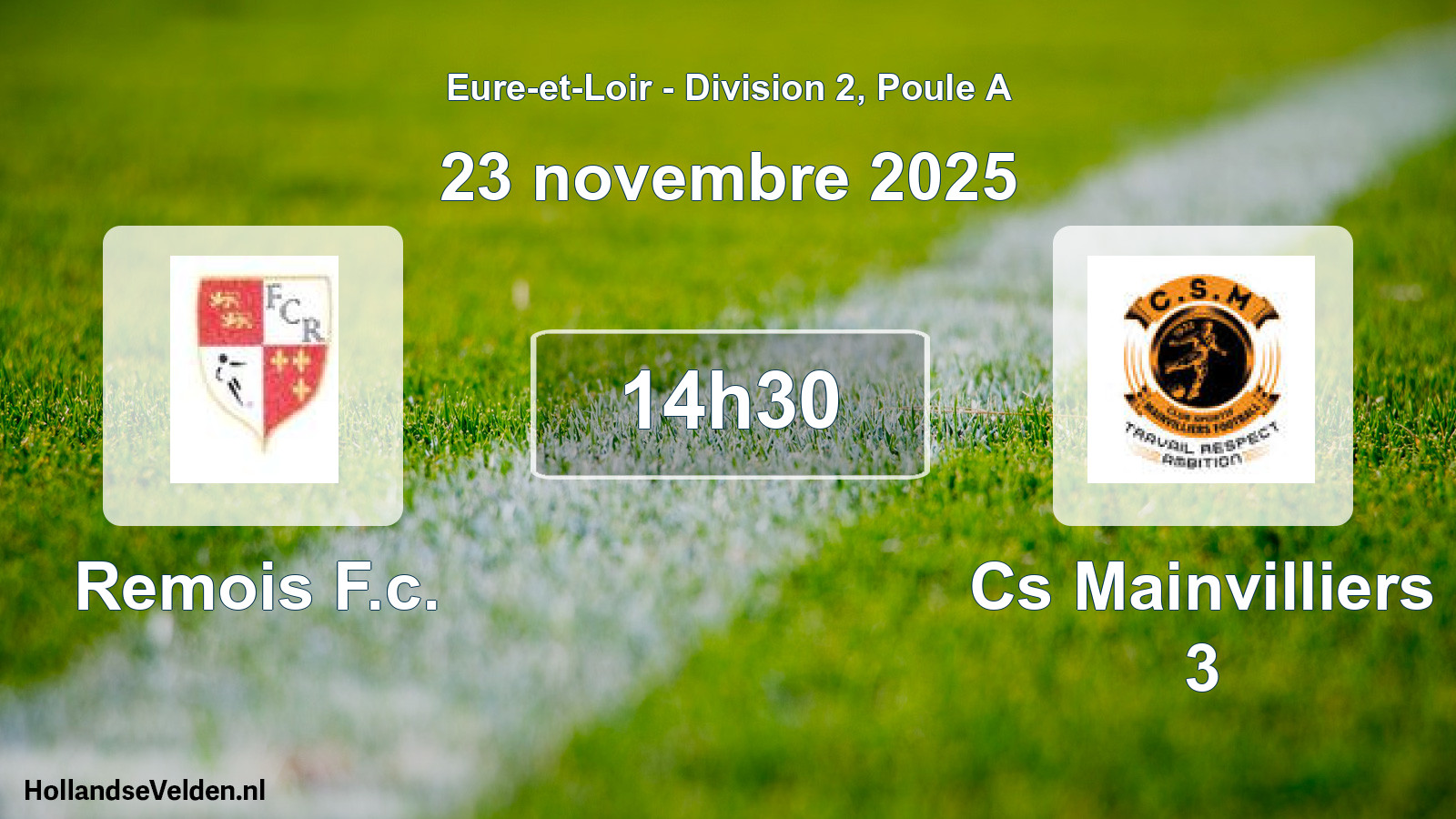 Geplande wedstrijd: Remois F.c. - Cs Mainvilliers 3 (23 novembre 2025)