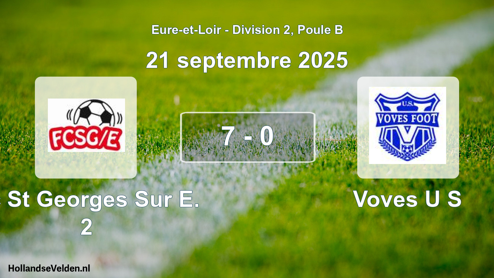 Gespeelde wedstrijd: Fc St Georges Sur E. 2 - Voves U S 7 - 0 (21 septembre 2025)