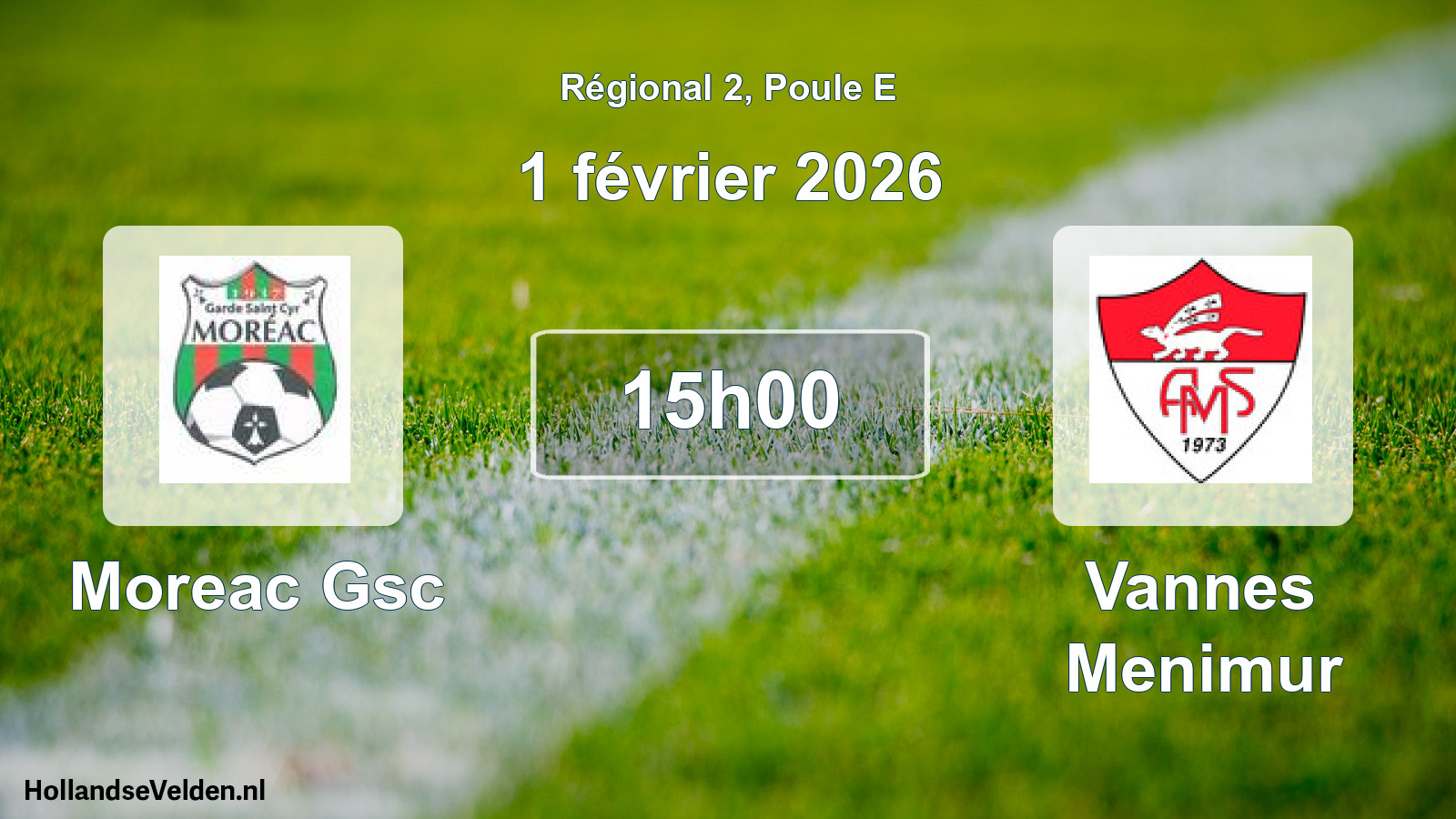Geplande wedstrijd: Moreac Gsc - Vannes Menimur (1 février 2026)