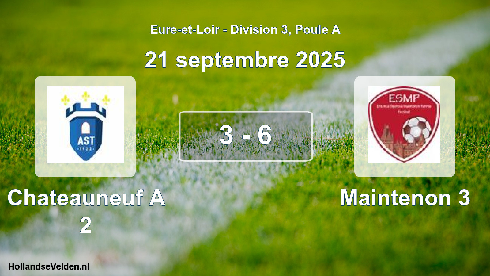 Gespeelde wedstrijd: Chateauneuf A 2 - Maintenon 3 3 - 6 (21 septembre 2025)