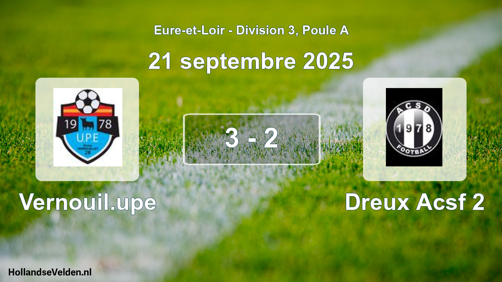Total number of matches played: Vernouil.upe - Dreux Acsf 2 3 - 2 (21 September 2025)