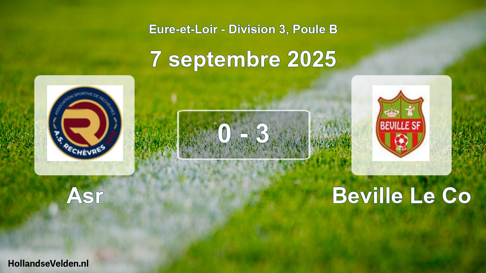 Gespeelde wedstrijd: Asr - Beville Le Co 0 - 3 (7 september 2025)