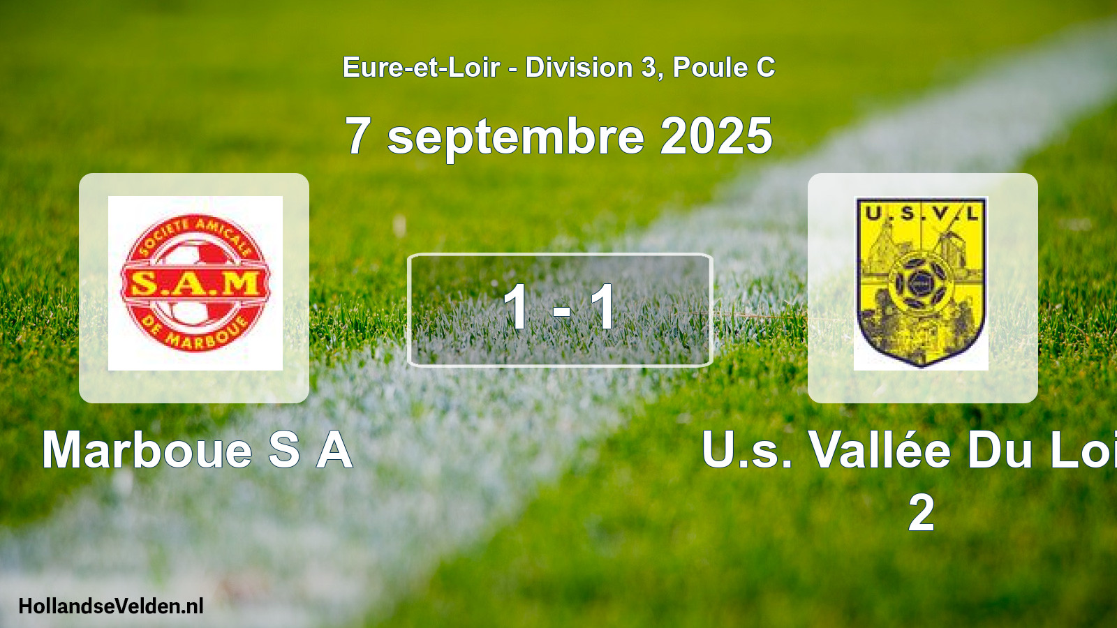 Gespeelde wedstrijd: Marboue S A - U.s. Vallée Du Loir 2 1 - 1 (7 september 2025)
