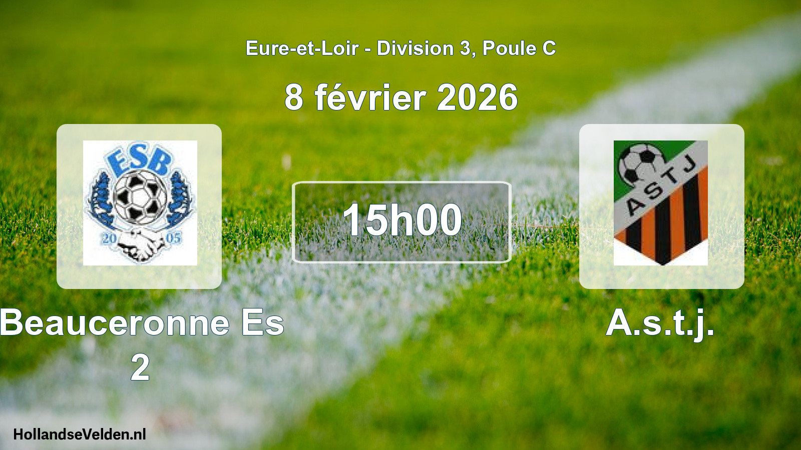 Geplande wedstrijd: Beauceronne Es 2 - A.s.t.j. (8 février 2026)