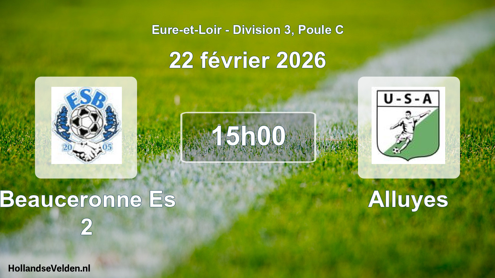 Geplande wedstrijd: Beauceronne Es 2 - Alluyes (22 février 2026)